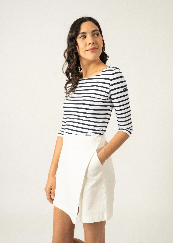 Trendsetting Threads GARDE-COTE III - Nautical Striped Sport Top With UV Protection | Women Fit (WHITE / NAVY)