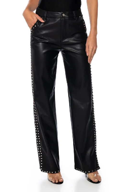 Holiday Discount ALWAYS ON TIME FAUX LEATHER WIDE LEG PANT