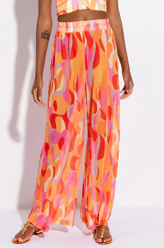 Latest Fashion PSYCHEDELIC WIDE LEG MESH PANT