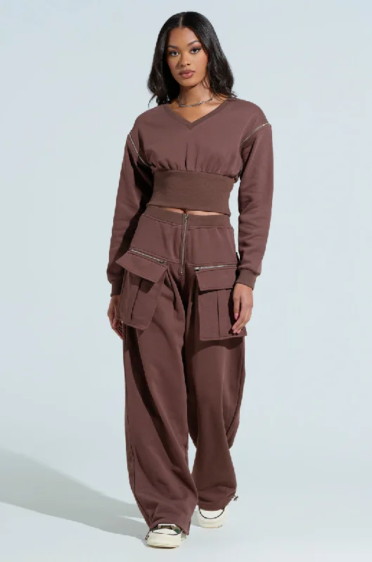 All Season Basics Discount NIA ZIP OFF POCKET WIDE LEG SWEATPANT