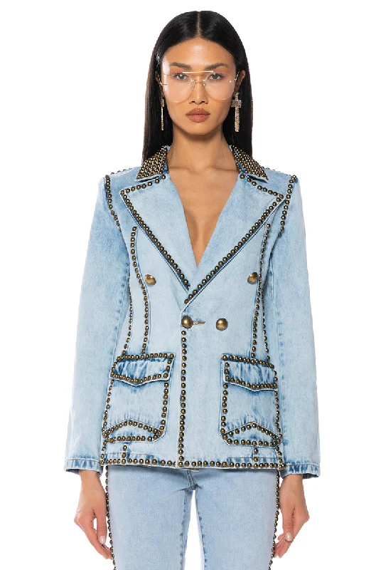 Best Seller HERE TO STAND OUT EMBELLISHED DENIM BLAZER