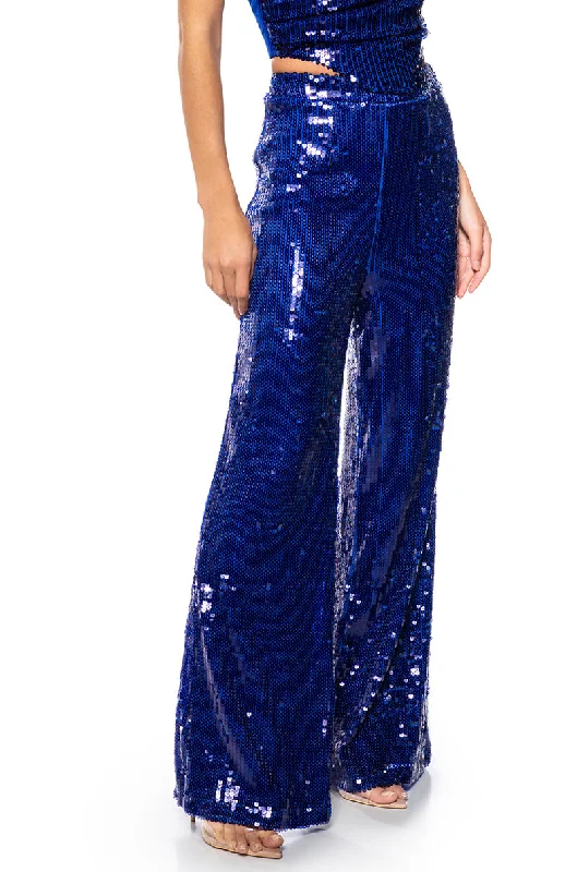 Women's Fashion Clothing LIFE IS A STAGE SEQUIN WIDE LEG TROUSER