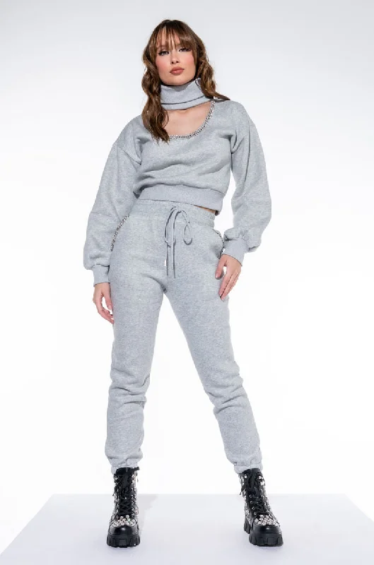 Cool Prices THE RICHEST OF ALL PAVE CHAIN SWEATPANT HEATHER GREY