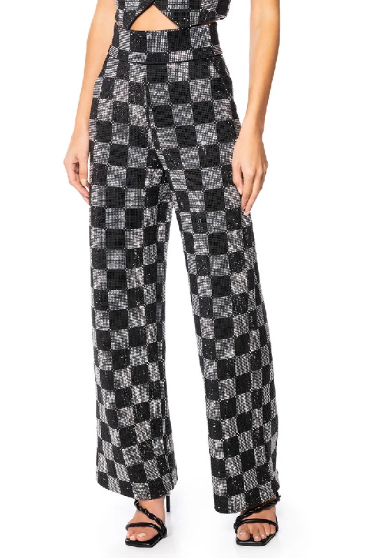 Hot Trends POP STAR CHECKERED RHINESTONE PANT