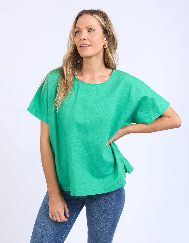 Top 10 Women's Online Clothing Stores Elm Curtis Woven S/S Tee Greenbriar