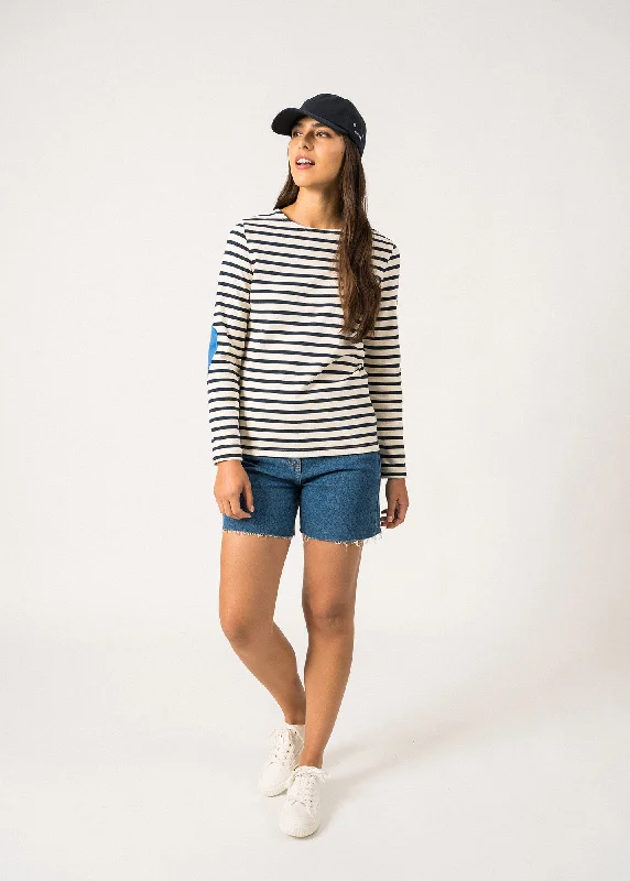 Hot Trends VAUJANY - Striped Shirt with Heart Elbow Patches (ECRU / NAVY / MER BLUE)