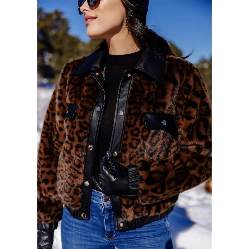 Unleash Your Fashion Billie Bomber Jacket In Leopard/black