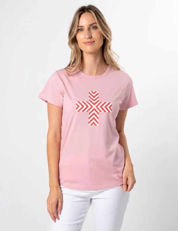 Evening Elegance Stella + Gemma T-Shirt Blush Red Chevron Cross