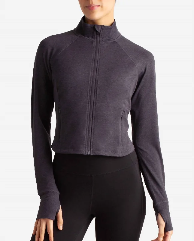 Chic Style, Always In Vogue Cropped Melange Jacket In Black Salt Heather