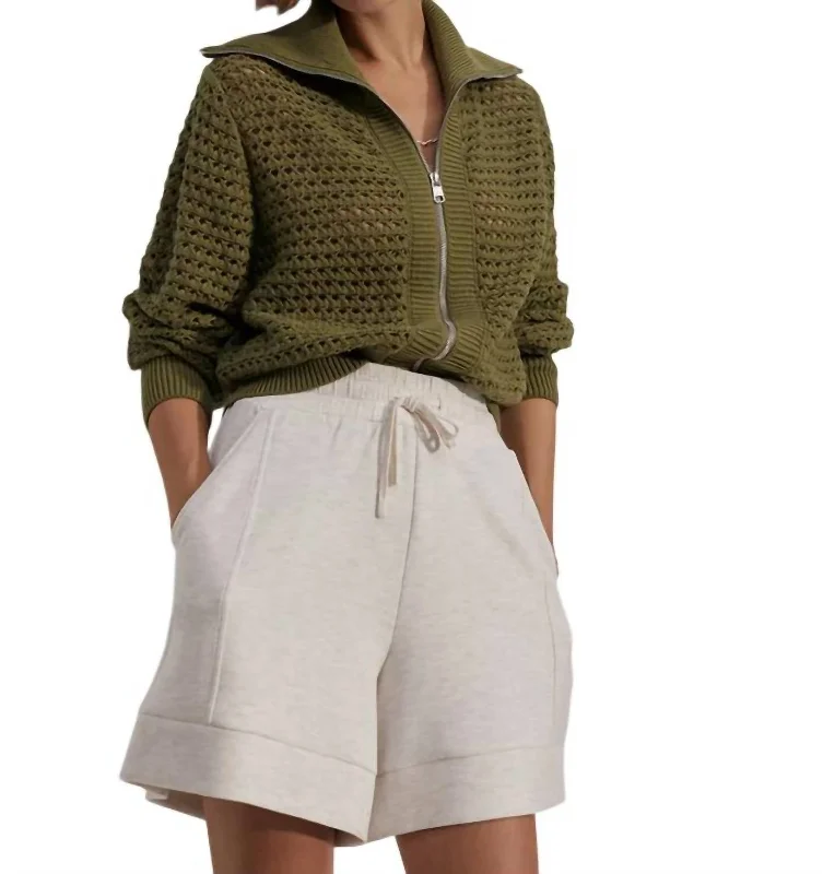 Fashion Frontiers Eloise Zip Through Knit Jacket In Fresh Fern