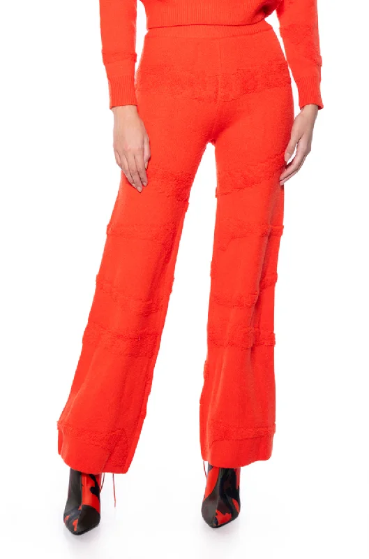 Season Appropriate Women's Collection CARISSA COZY KNIT WIDE LEG PANT IN ORANGE