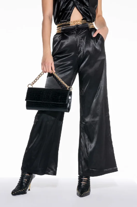 Elegant Simplicity Wardrobe SIL VOUS PLAIT CHAIN DETAIL PALAZZO PANT