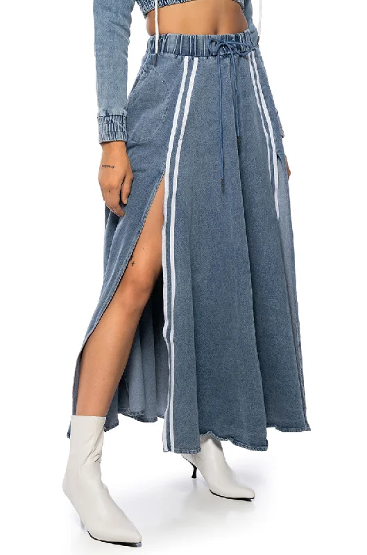 New Arrival Discounts SWEET NOTHINGS STRIPED DENIM MAXI SKIRT