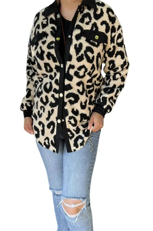 Festival Fashion Leopard Coat In Beige/black