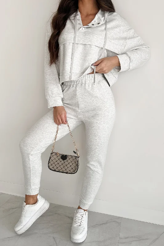 Vibrant Styles Cool As A Cucumber Hoodie & Sweatpants Set (Ivory Marl)