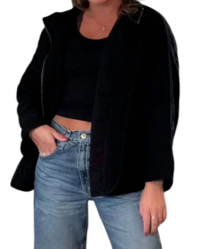 Gorgeous Glamour Collection Mockneck Straight Sleeve Jacket In Black