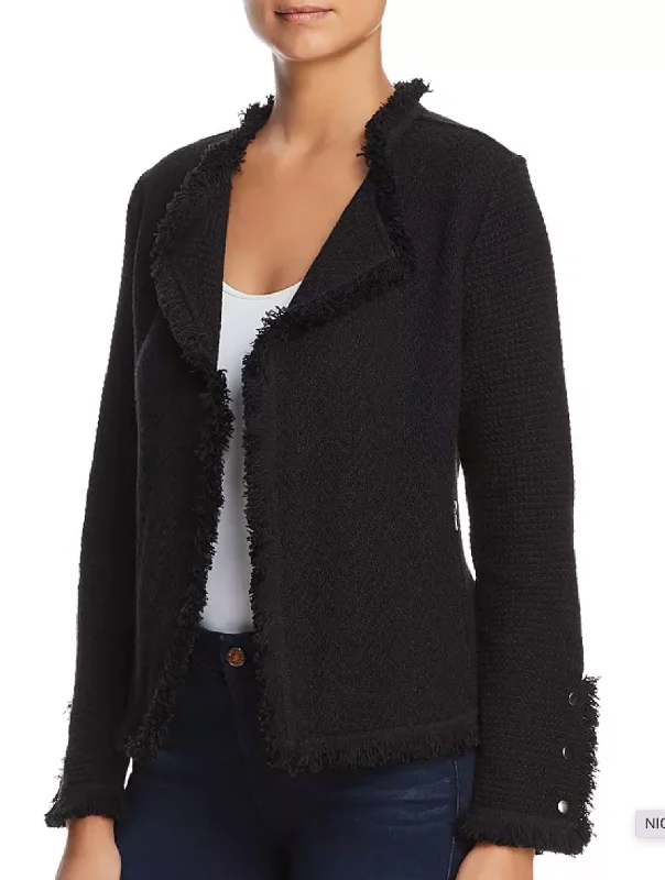 Graceful Fashion Fringe Mix Jacket In Black