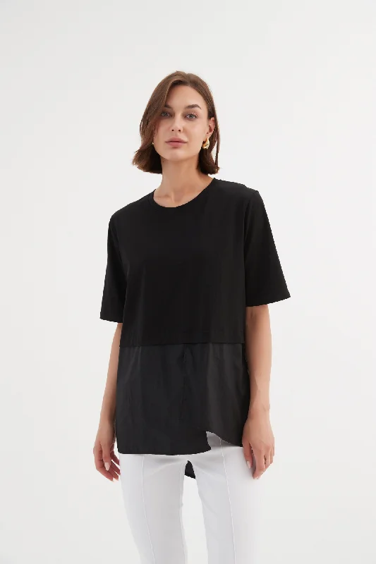 Chic Trend Collection Tirelli Split Back Combi Tee Black