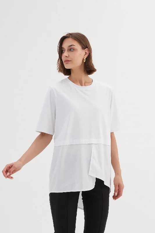 Fashion Forward Femme Tirelli Split Back Combi Tee White