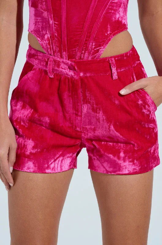 Trendy Boutique Online PRETTY IN PINK VELVET SHORT