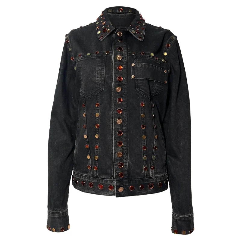 Trendy Outfits For Girls Givenchy Jewel-Embellished Jacket in Black Cotton Denim