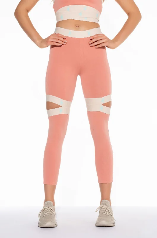 Stylish Basics KAPPA CUTOUT LEGGING WITH PRINTED WAISTBAND