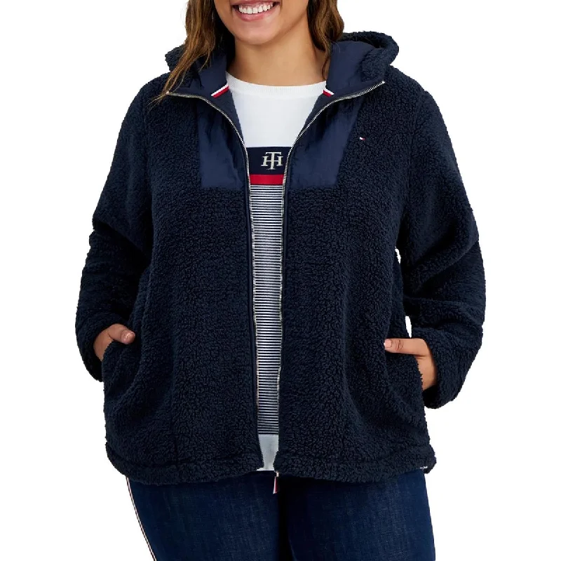 Women's Clothes Plus Womens Hooded Sherpa Teddy Coat