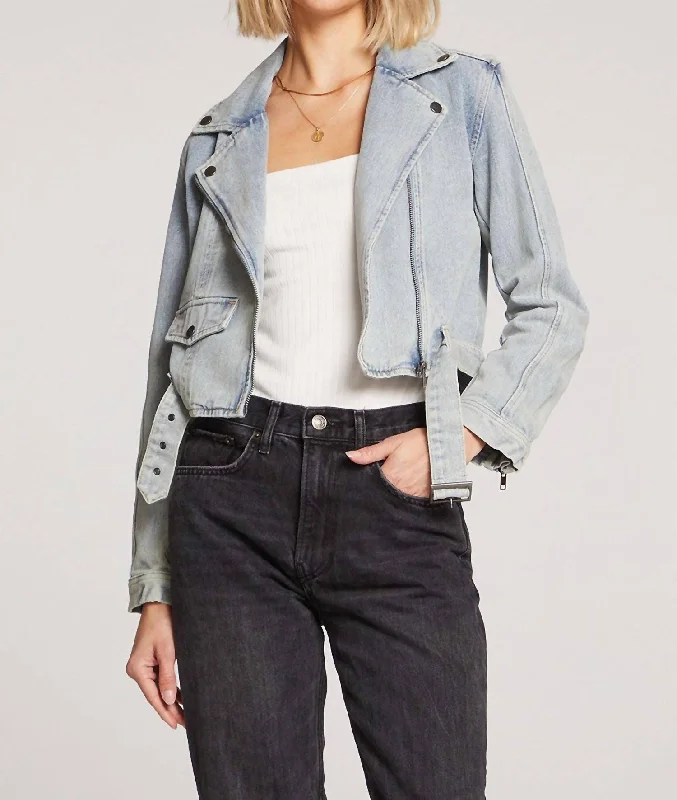 Premium Fabrics Stella Jacket In Stone Wash Denim