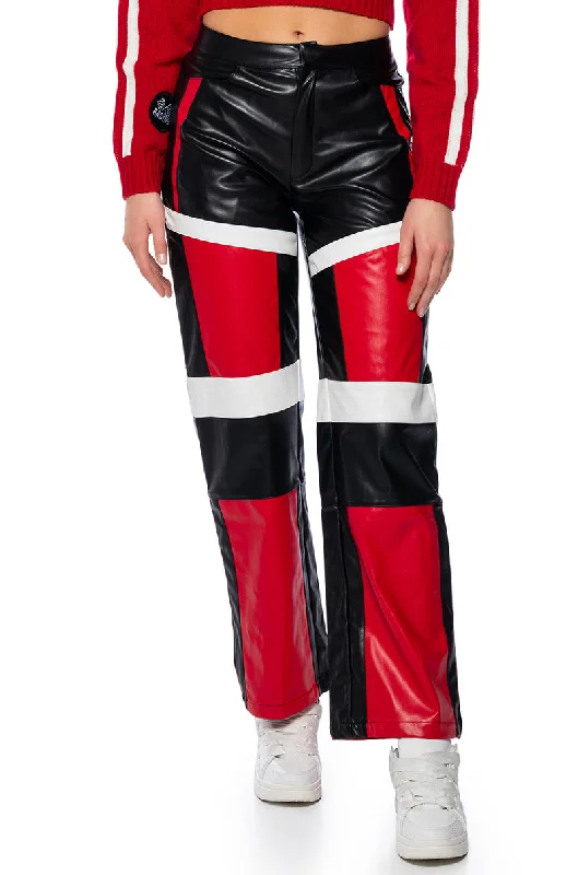 Snag Fabulous Fashion Bargains SPEED UP COLOR BLOCKED FAUX LEATHER PANT