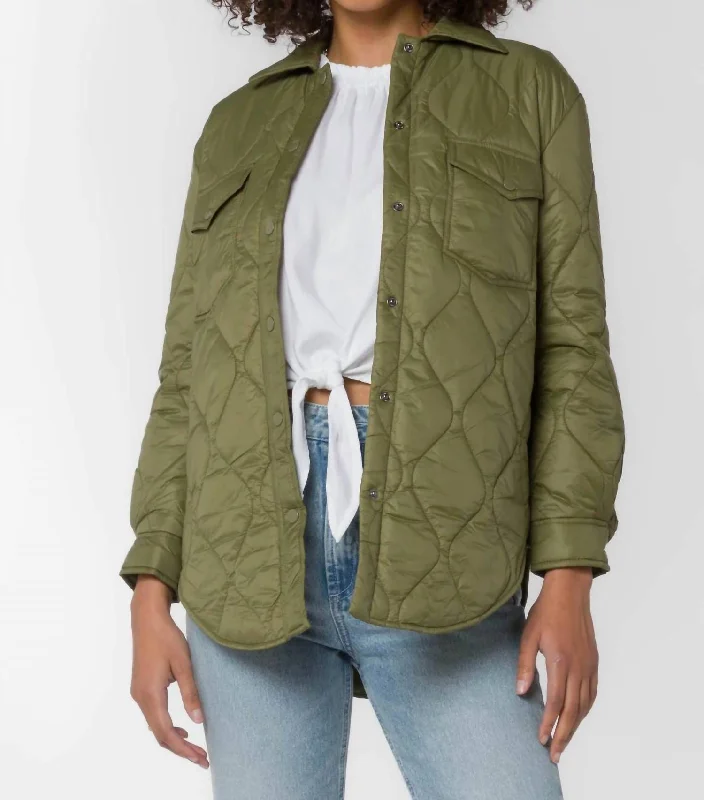 Timeless Elegance Redefined Eleanor Puffer Jacket In Olive