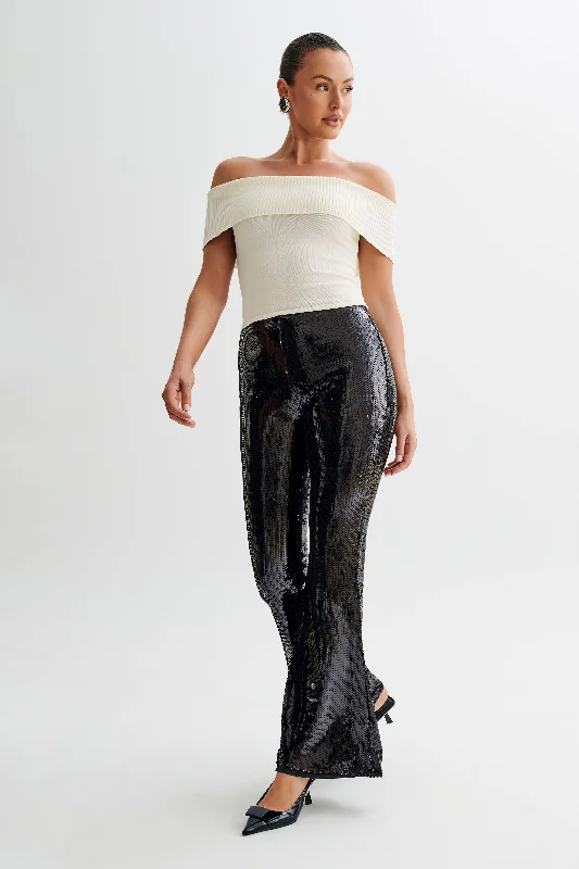 End Of Season Sale Clothing Wilma Wide Leg Sequin Pants - Black