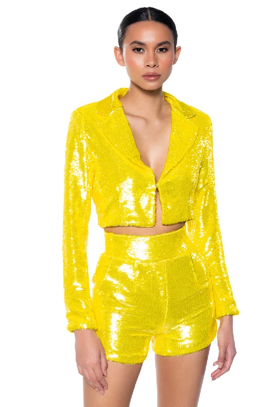 Online Impressions Boutique ALL UP IN MY MIND SEQUIN CROP BLAZER