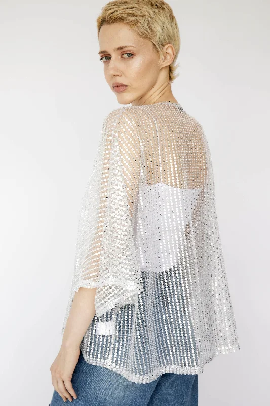 Best Boutiques Online Sequin Kimono in Silver